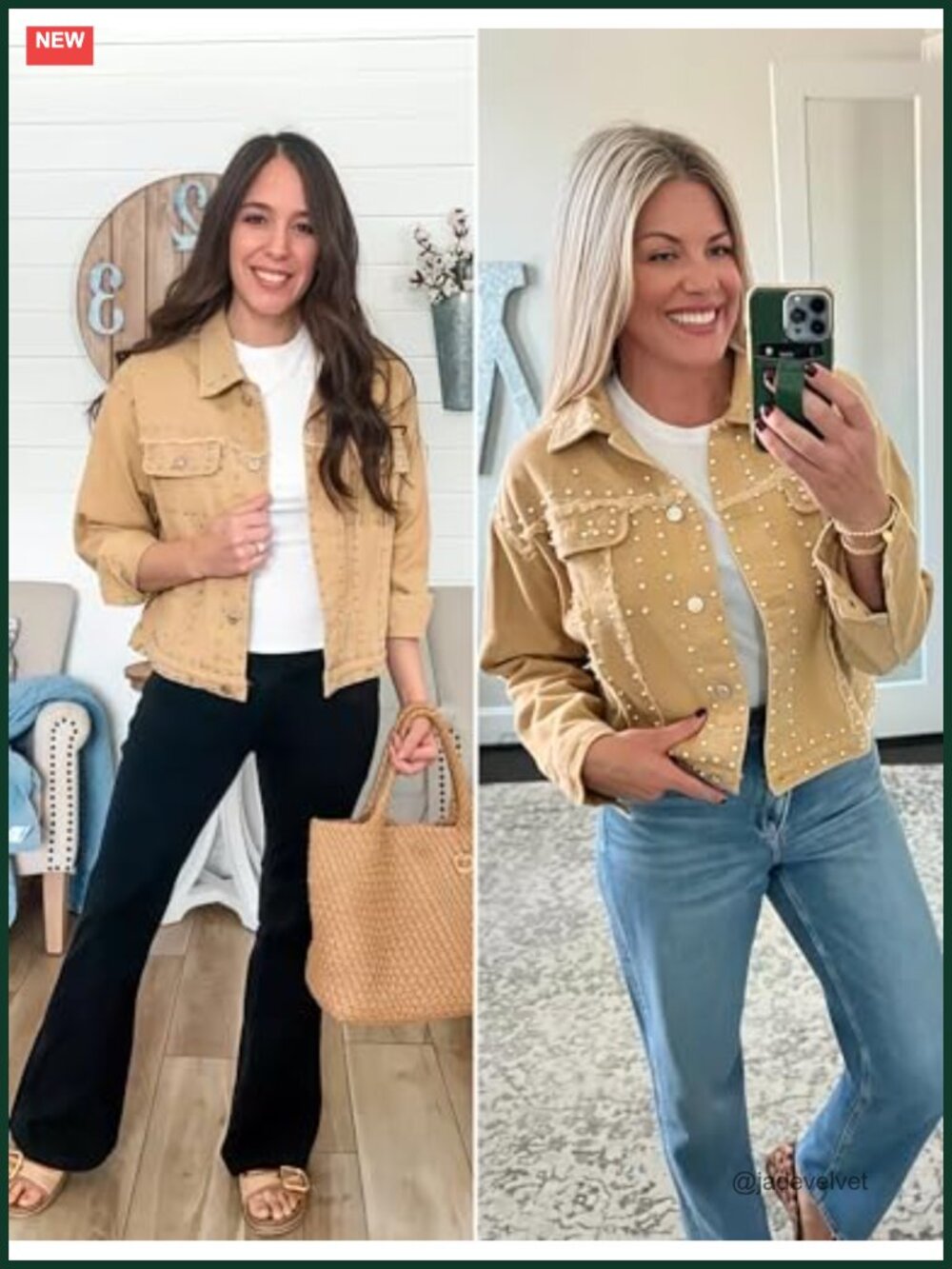 Distressed Washed Denim Jacket Women Cropped Studded White Jean Coat - Picture 4 of 6